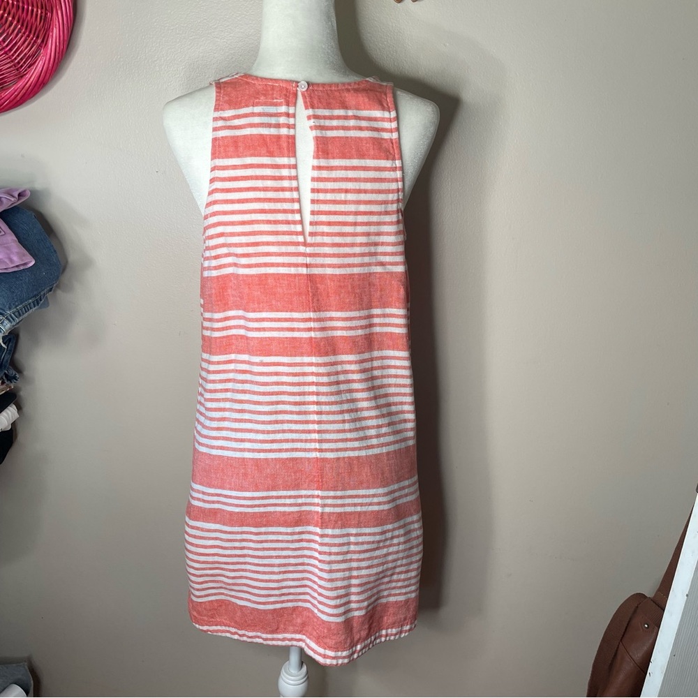 5/$25 Old Navy linen blend striped peach sheath dress - Picture 3 of 7